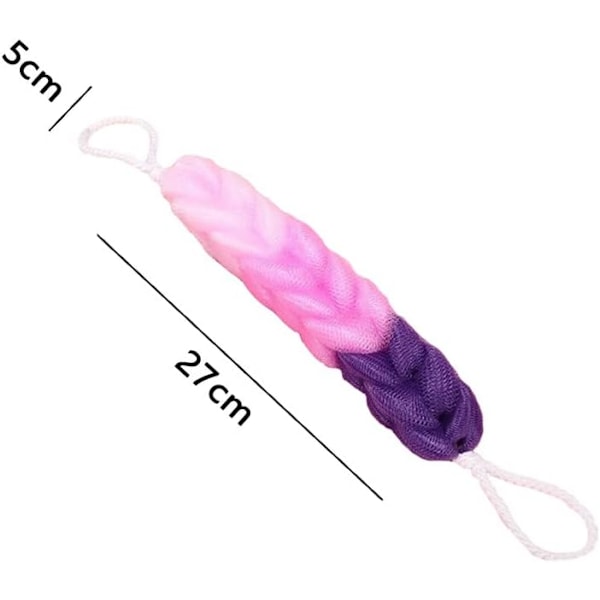 3 st långa svampflätor Mesh Sponge Nylon Bad Bar Lång svamp Hängande borste Svamp Blomma Bad Hud Exfolierande Ryggskrubb för män och kvinnor
