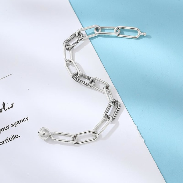 Link Snake Chain Pattern Sirkulær Lås Armring Passer Kvinner Perle Charm Mote Smykker