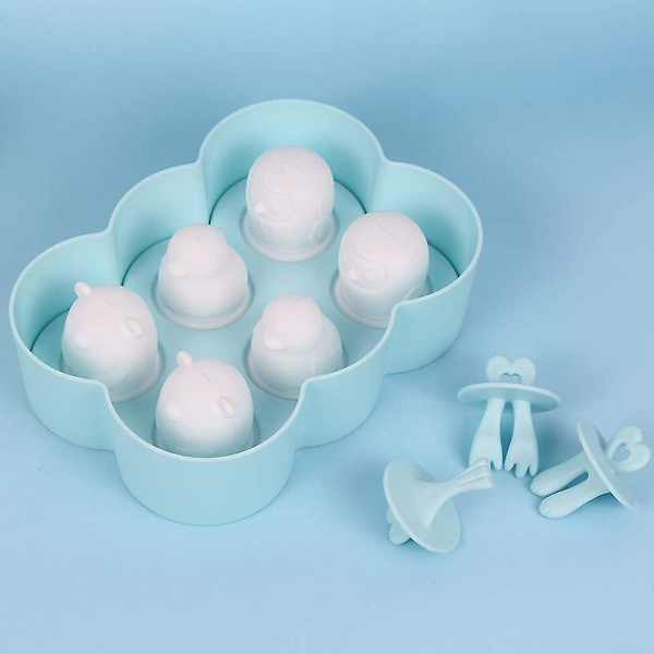 Børneisforme, 6 små isforme, silikone ispindeforme, genanvendelige popsicleforme, blå mini isforme