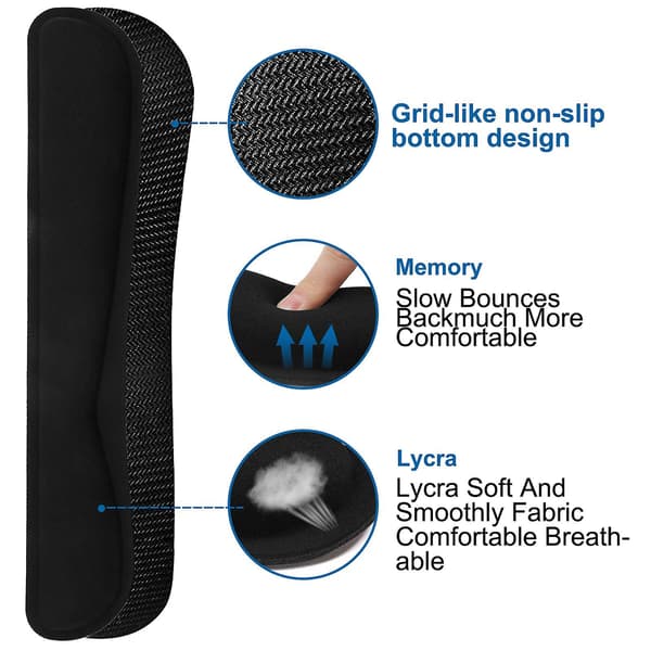 Sæt med 3 håndledsstøtter til tastatur med musepude + musehåndledsstøtte - ergonomisk håndledspude og memory foam-materiale til computer