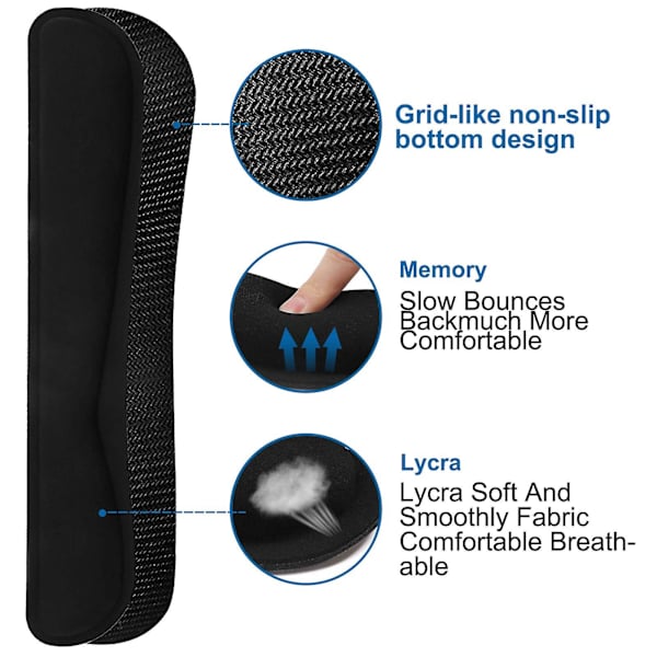 Tangentbordshandledsstöd 3 st handledsstöd set med musmatta + mus handledsstöd  Ergonomisk handledskudde och minnesskummaterial tillämpas på Compu