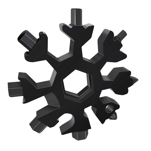 2-pack 18-i-1 Snowflakes Multi Tool, flasköppnarnyckel i rostfritt stål, platt korsskruvmejselsats, portabel utomhus Black