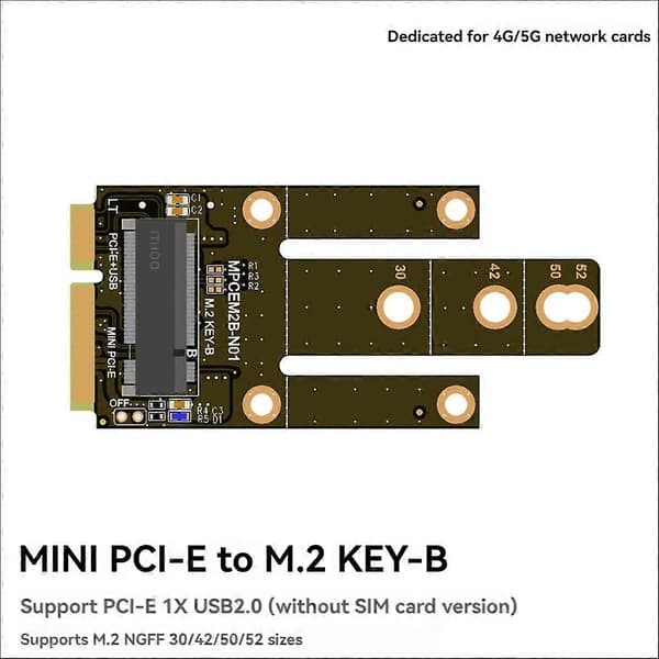 Adapterkort MPCIE til KEY-B Udvidelsesslot MINIPCI-E til M.2 NGFF NIC Adapterkort WIFI Interface til M Adapterkort A