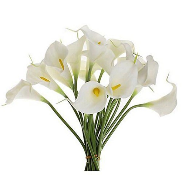 10 st Elegant Livsliknande Real Touch Artificiell PU Calla Lily Blombuketter White