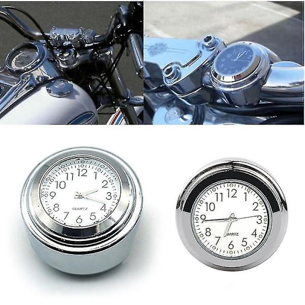 Universal Motorcykel Kvarts Ur Vandtæt Motorcykel Montering Styr Ure White Silver