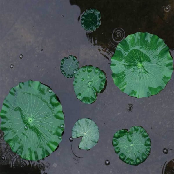 Konstgjorda näckrosor, flytande växter och realistiska lotusblad för hem, trädgård, damm, pool, akvarium och landskap 3 stycken 18 cm