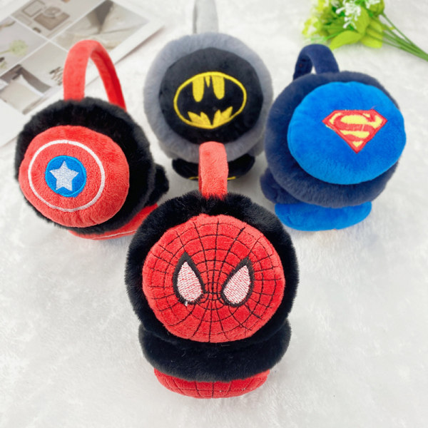 4 stycken tecknade hörselkåpor för barn, varma, kalla och frostskyddsmedel, American Cartoon Hero Superman Spider Batman Captain-hörselkåpor