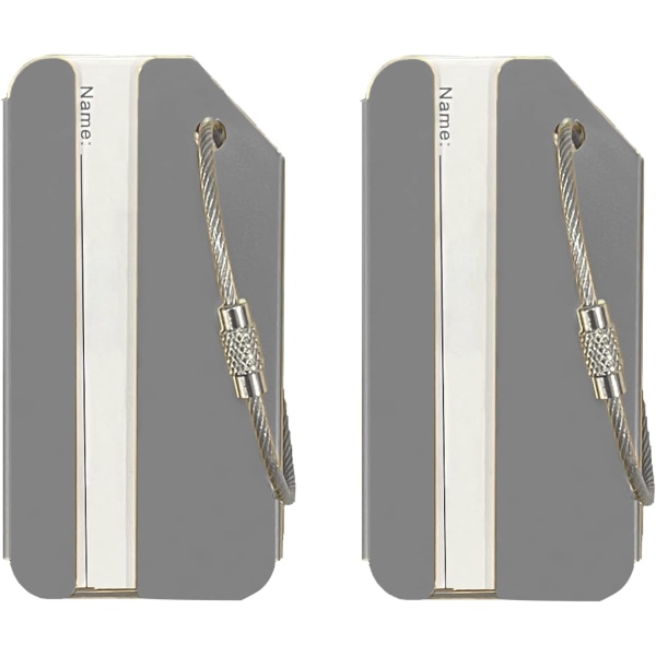 2-pack (silver) aluminium resväska etiketter med ID-kort, ljusa färger bagage etiketter för att snabbt identifiera resväskor och resväskor