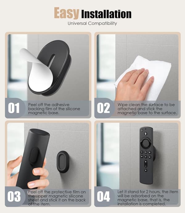 5-pack magnetisk fjärrkontrollhållare väggfäste Black
