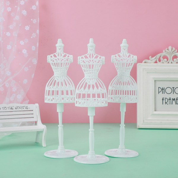 3 stk. 30CM dukke DIY hvid model tøjstativ display stand
