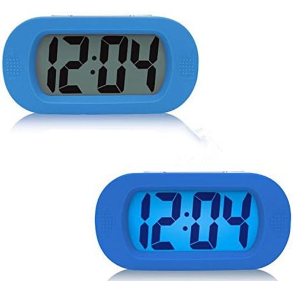 LED Snooze Morgenvækkeur, LED Wake-Up Lampe Vækkeur Lydløs Digital Vækkeur LCD Stor Skærm Snooze/Lys Funktion Batterier med Silikone