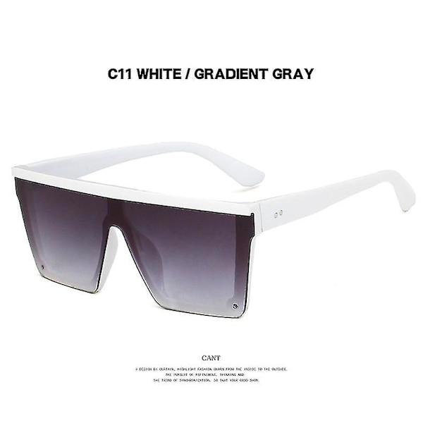 Nye trend store ramme ett stykke Uv400 solbriller gatefotografering mann/kvinne solbriller retro Solid white and double gray