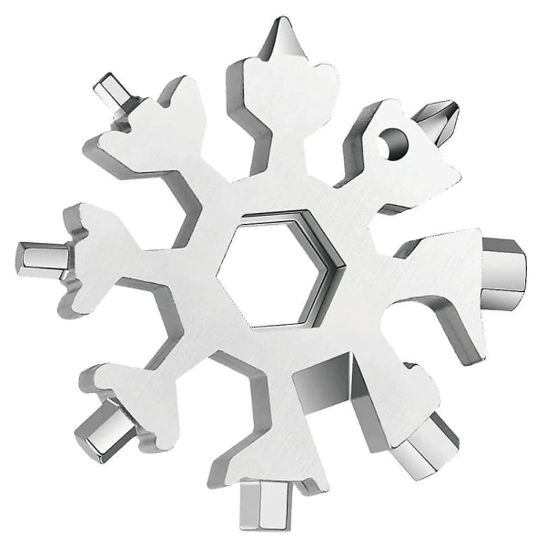 5 stk 18-i-1 Snowflake Multi Tool bærbar, rustfritt stål flaskeåpner/flat Phillips skrutrekkersett/nøkkel White