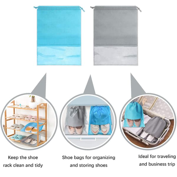 12 st reseväskor för skor i non-woven-tyg Blue