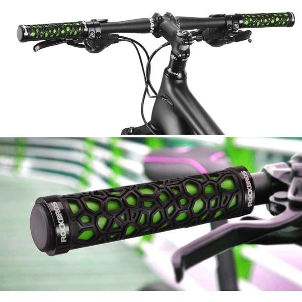 1 par MTB styrehåndtak, acex ergonomisk sykkelgrep 2 endestykker, sklisikkert MTB-grep med dobbel lås 22 mm diameter, grønn