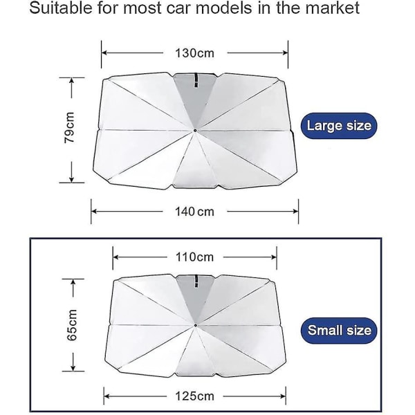 Bilsolskjerm for frontrute, solskjerm i titansølv, sammenleggbar solskjerm for frontrute L