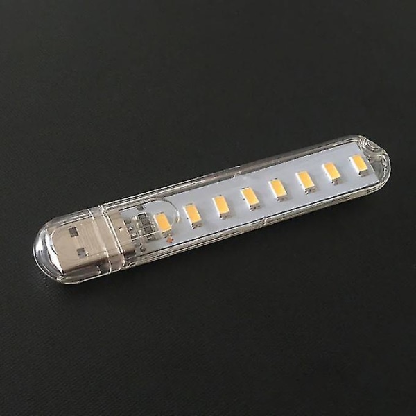 8 LED-drivna miniläslampa med USB-strömförsörjning White Light