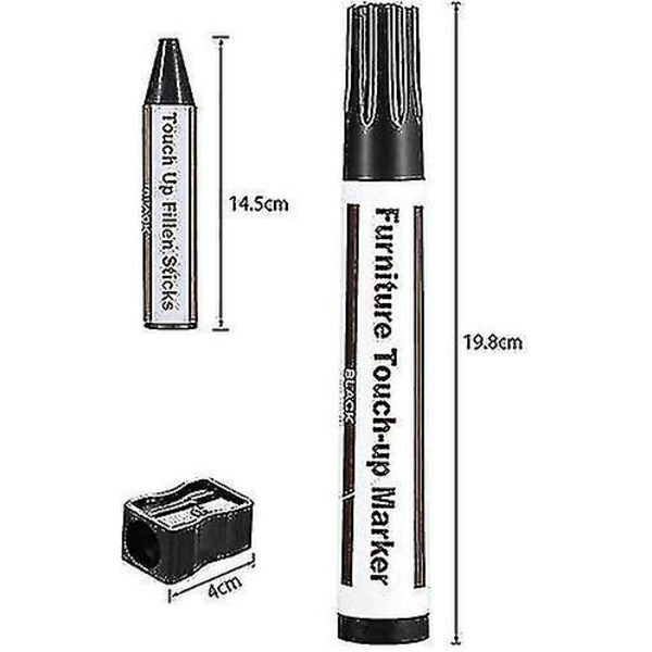Möbelreparationsset, markörer och vaxstift med vässare för trä, fläckar, repor, golv, bord, skrivbord 8 Pcs