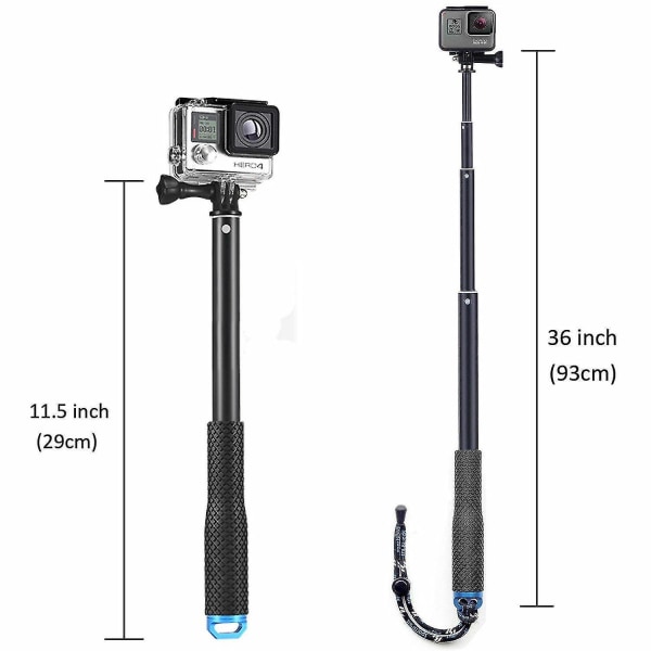 36\" Selfie Stick Håndgreb Forlængerstang Til Gopro Hero/session 9 8 7 6 5 4 3+