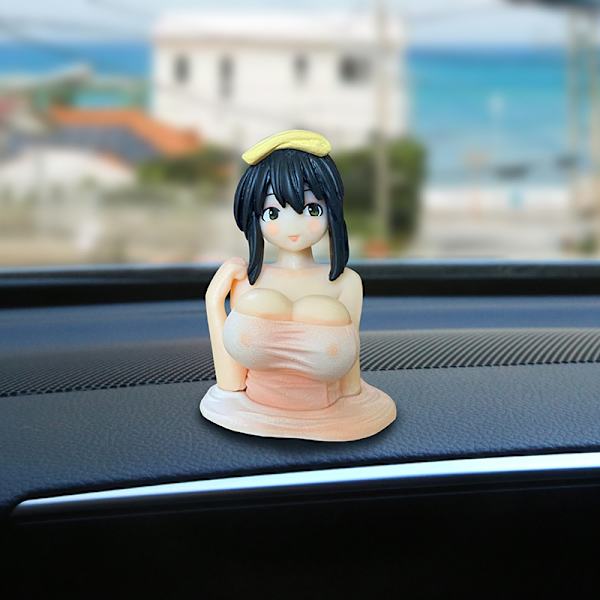 Söta bröstflicka bilprydnader tecknad kawaii anime staty bilinstrumentbräda sexig docka humanoid bilprydnader