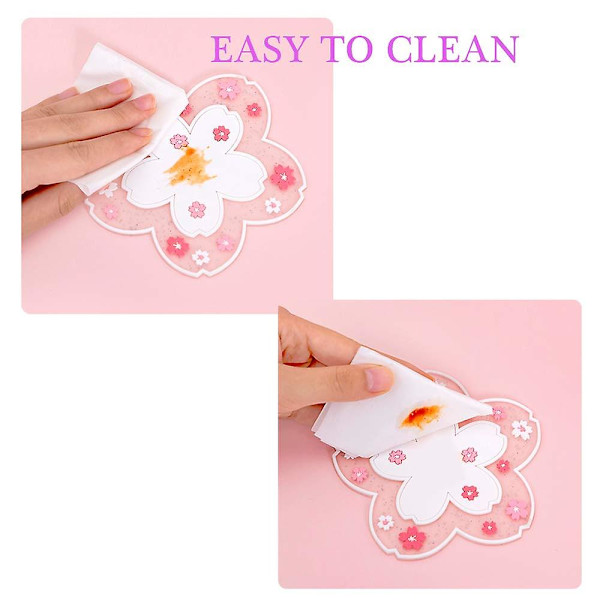 Kaffeunderlägg Kawaii Coaster Cup Pvc Hem Te Mugg Underlägg Hållbar Anti-skid Pot Bowl Pad Placemat Cherry Blossom Coaster 11.5CM