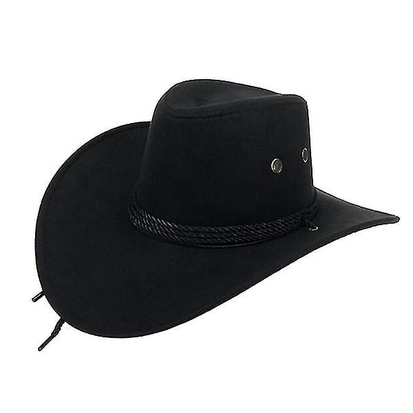 Solhatt Faux Läder Cowboyhatt Herr Och Dam Resemössor Mode Westernhattar Black