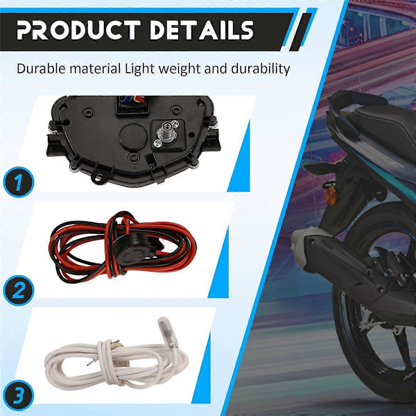 Motorcykelmätare Instrument 7 Färgers LCD Hastighetsmätare Vattentemp RPM Vägmätare för LC135 C8