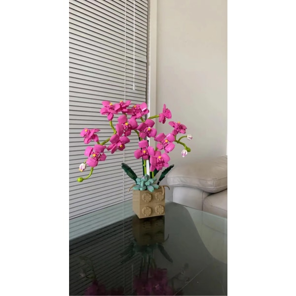 Rosa byggsten blomma orkidé serie bonsai flicka bygga leksaker blommor vuxen blomsterarrangemang bygg leksaker presenter