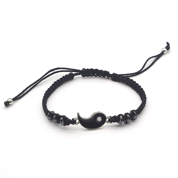 2 Pcs Matching Yin Yang Bracelet Set Tai Chi Hand Woven Bracelet Set Adjustable Cord Bracelet For Women Girls Friendship Jewelry