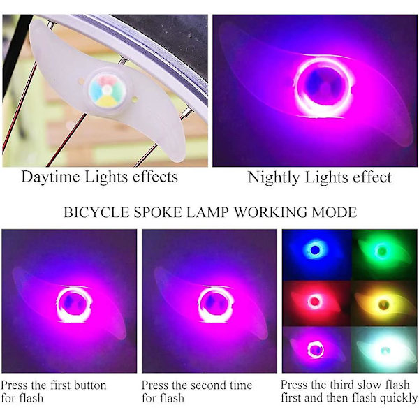 4 X Led sykkelhjul lys, vanntett Led sykkelhjul lys med 3 blinkende moduser Led sykkelhjul lampe for voksen og barn sykkel - rød Color