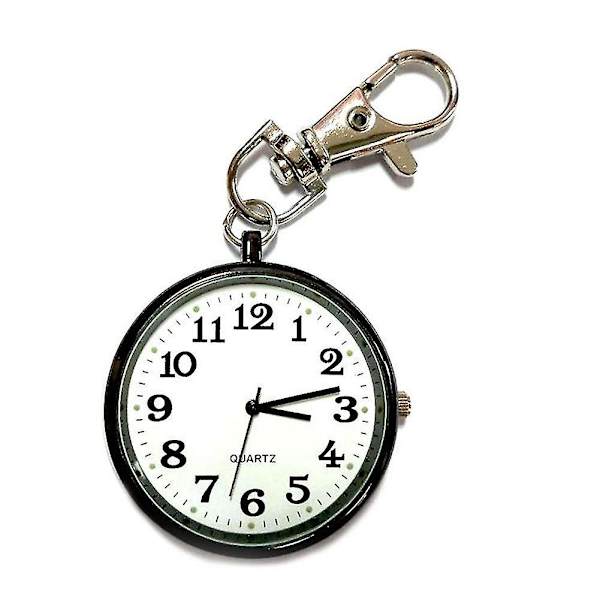 Quartz Lommeur Keychain Ure Runde Skive Bærbar Simpel Vedhæng Til Kvinder Mænd