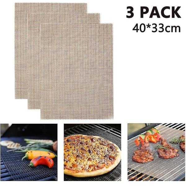 3 st Bbq Grill Mesh Mat Non Stick Sheet Liners Grilling Mats Nonstick