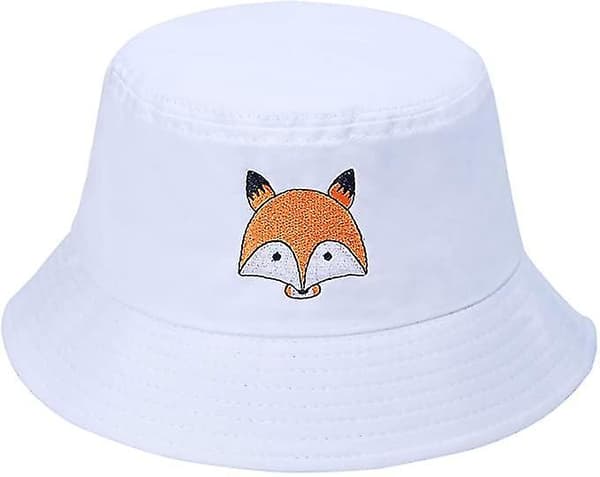 Bucket Hat Med Brodert Rev White