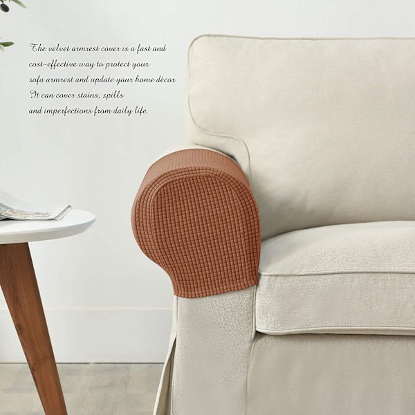 2 stk uttrekkbare sofaarmlener Full Sofa Protector Kaffe Farge