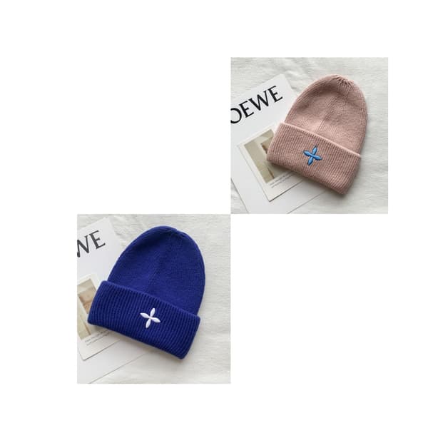 2 stk. Uldhat Efterår og Vinter Strikkede Uldhat Mænds Klein Blå Pullover Hat C