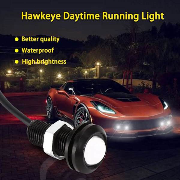 10 stk 12V, hvite 18mm Eagle Eye LED-lys 9W DRL Dagskjørelys Backup Ryggelys Parkeringssignal Billamper