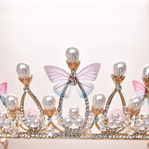 Krystall Tiara Krone Kvinner Blomst Sommerfugl Hodebånd For Bryllup Bursdagsfest