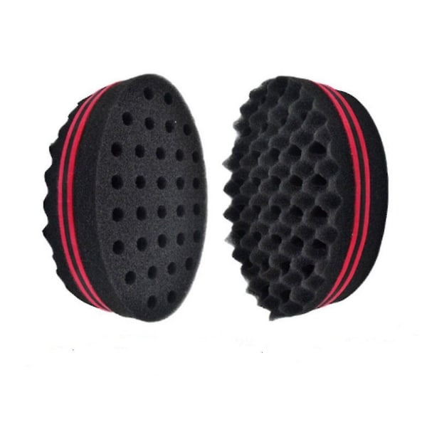 2-pack dubbelsidig frisörhårborste svamp låsning afro curl twist dreads coil wave