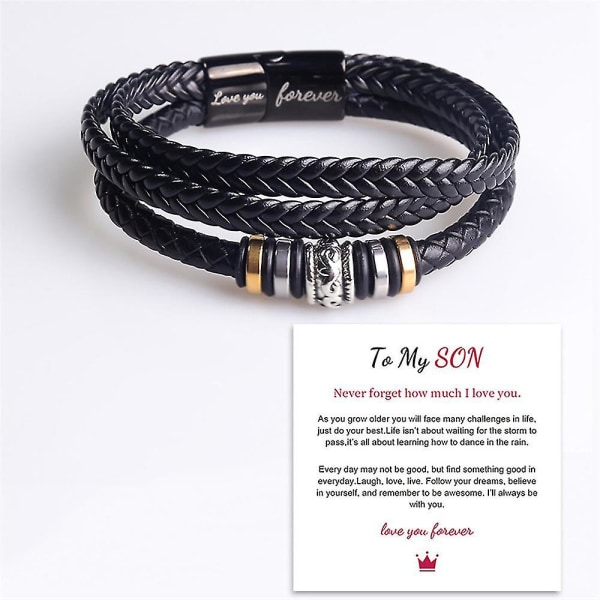 3 lager flätat armband i konstläder rep för män Justerbart armband Armband present
