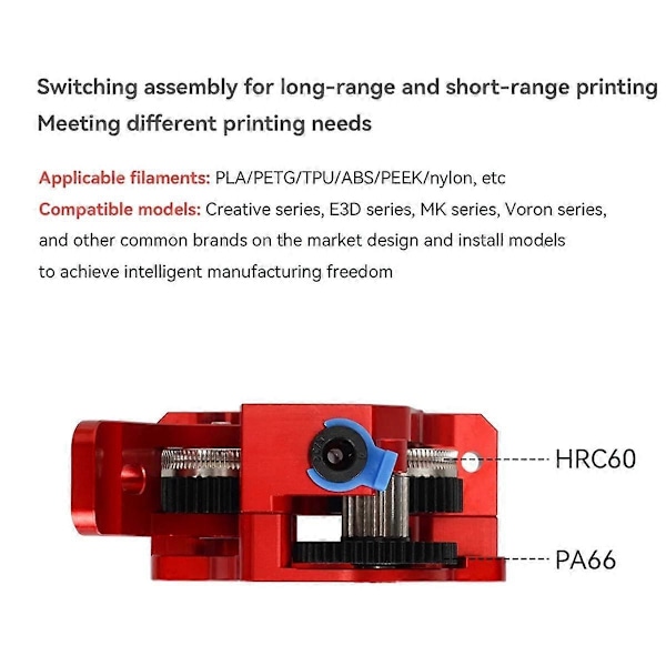 För CR10 3 CR6 VORON LITE Extruder Dubbelväxlad Extruder Hårt Stål Reduktionsväxel Motor 3D-skrivardelar