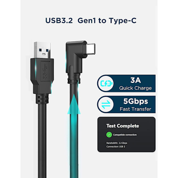 Link-kabel 10 fod (3 meter), højhastighedsdataoverførsel USB 3.2 Gen 1 4M