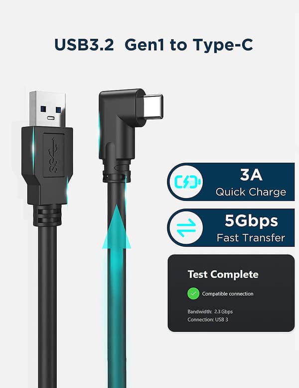 Link-kabel 10 fot (3 meter), høyhastighets dataoverføring USB 3.2 Gen 1 4M