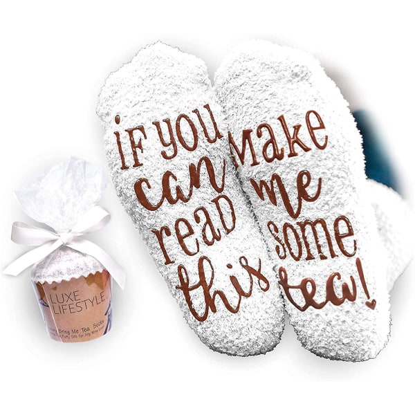 Om du kan läsa detta, ta med mig lite te! - Roliga strumpor Cupcake presentförpackning - Termisk luddig varm bomull perfekt