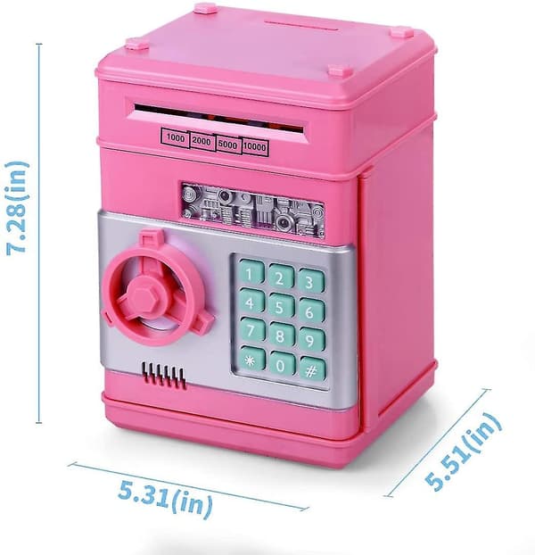 Spargris för flickor 4 11 år, barnsäker spargris Pink