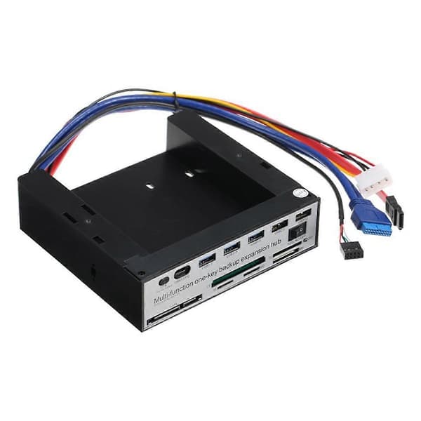 5.25 Tommer Frontpanel Udvidelseshub med 3 USB3.0 2 USB2.0 Porte 5-I-1 Kortlæser Understøtter One-Key Backup Panel