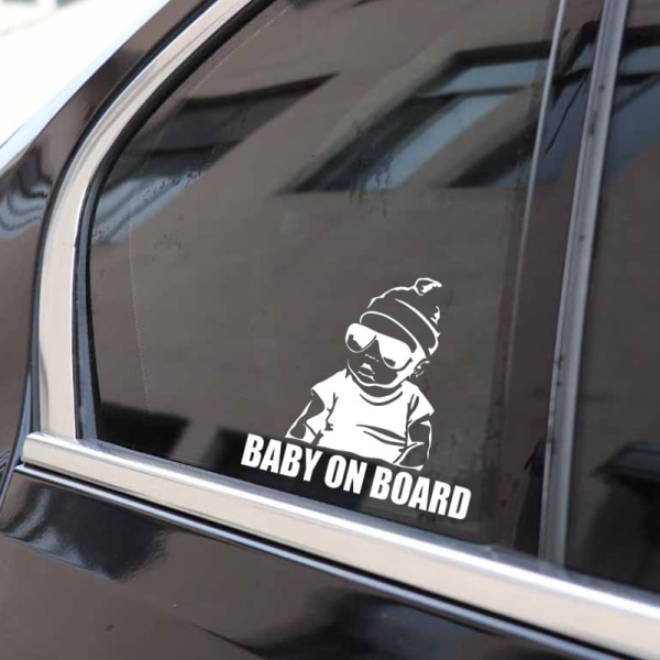 Vit Finest Baby on Board-dekal med för bil, UV-beständig, 15x 14,5 cm