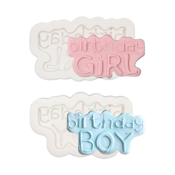 Dreng/pige Happy Birthday kage dekoration form kube sukker kage kiks form Grey 1
