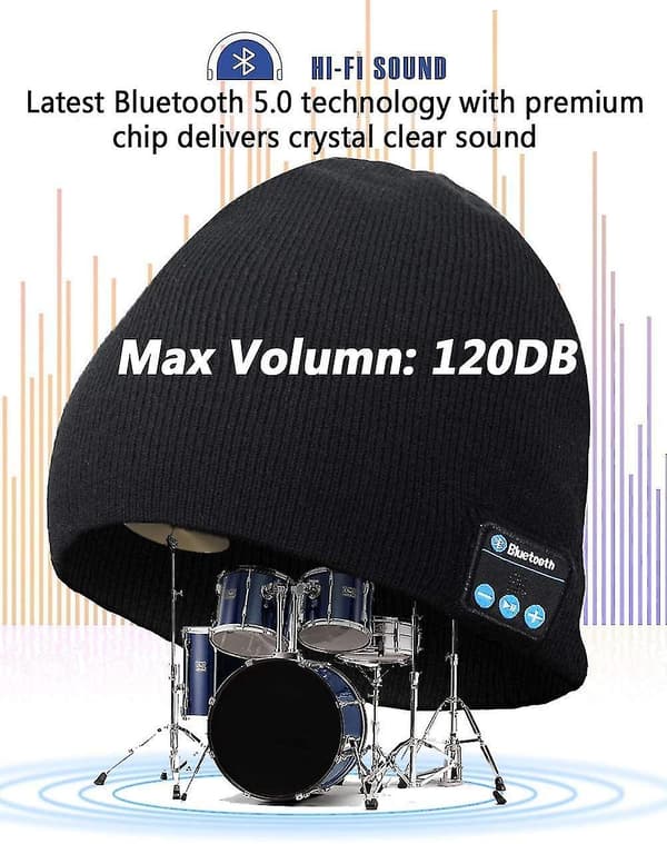 Bluetooth-lue med trådløse ørepropper, oppgradert V5.0 Bluetooth-lue for menn