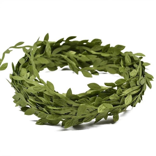 200M/656ft Silkeblad Form Håndlavet Kunstige Grønne Blade Bryllupsdekoration DIY Girlande Gave Scrapbog Kunsthåndværk Kunstige Blomster