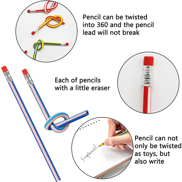 30 stk. festposer til barn, 10 stk. myke, fleksible, bøyelige blyanter og 20 stk. tegneserie-dyregummisletter